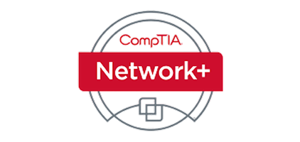 CompTIA Network+ certification logo with a red banner across a circular design.