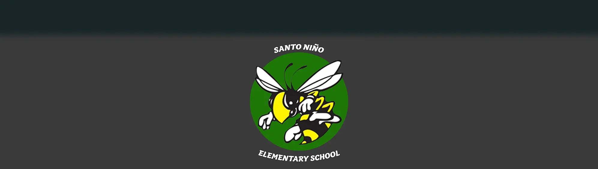 Santo Niño Elementary School logo: a stylized bee mascot inside a green circle with the school name around the edge in white text.