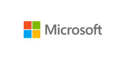Microsoft logo: four colored squares (orange, green, blue, yellow) to the left of the gray 'Microsoft' wordmark.