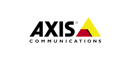Axis Communications logo with bold AXIS text and a yellow triangle symbol.