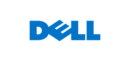 Dell logo in blue on a white background.